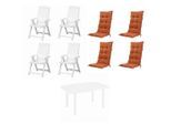 Gardenson , Weiß, Terracotta , Kunststoff, Textil , oval , 111x140x90 cm , Stühle klappbar , Gartenmöbel, Gartenmöbel-Sets, Gartengarnituren