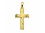 Kreuzkette ADELIA´S "Halskette - Kreuzkette mit Kreuz Anhänger aus 333 Gold", gold, Halsketten, Damen, Gelbgold 333 Gold, Gelbgold 333, Gold, Kreuzkette, Schmuckset mit bis 45 cm stufenlos verstellbarer 925 Silber Halskette
