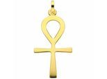 Kreuzkette ADELIA´S "Halskette - Kreuzkette mit Kreuz Anhänger Lebenszeichen aus 333", gold, Halsketten, Damen, Gelbgold 333 Gold, Gelbgold 333, Gold, Kreuzkette, Schmuckset mit bis 45 cm stufenlos verstellbarer 925 Silber Halskette