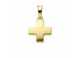 Kreuzkette ADELIA´S "Halskette - Kreuzkette mit Kreuz Anhänger aus 585 Gold", gold, Halsketten, Damen, Gelbgold 585 Gold, Gelbgold 585, Gold, Kreuzkette, Schmuckset mit bis 45 cm stufenlos verstellbarer 925 Silber Halskette