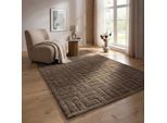 Designteppich THE CARPET "Elisa", braun, B:200cm H:15mm L:280cm, Polyester, Polypropylen (PP), Teppiche, mit klaren geometrischen Formen und Linien