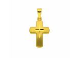 Kreuzkette ADELIA´S "Halskette - Kreuzkette mit Kreuz Anhänger aus 585 Gold", gold, Halsketten, Damen, Gelbgold 585 Gold, Gelbgold 585, Gold, Kreuzkette, Schmuckset mit bis 45 cm stufenlos verstellbarer 925 Silber Halskette