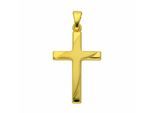 Kreuzkette ADELIA´S "Halskette - Kreuzkette mit Kreuz Anhänger aus 585 Gold", gold, Halsketten, Damen, Gelbgold 585 Gold, Gelbgold 585, Gold, Kreuzkette, Schmuckset mit bis 45 cm stufenlos verstellbarer 925 Silber Halskette