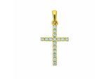 Kreuzkette ADELIA´S "Halskette - Kreuzkette mit Kreuz Anhänger mit Zirkonia aus 333", gold, Halsketten, Damen, Gelbgold 333 Gold, Gelbgold 333, Gold, Kreuzkette, Schmuckset mit bis 45 cm stufenlos verstellbarer 925 Silber Halskette