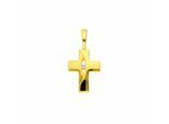 Kreuzkette ADELIA´S "Halskette - Kreuzkette mit Kreuz Anhänger mit Zirkonia aus 333", gold, Halsketten, Damen, Gelbgold 333 Gold, Gelbgold 333, Gold, Kreuzkette, Schmuckset mit bis 45 cm stufenlos verstellbarer 925 Silber Halskette