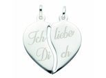 Herzkette ADELIA´S "Halskette - Herzkette mit Anhänger Herz aus 925 Silber", silber, Halsketten, Damen, Silber 925 (Sterlingsilber), Herzkette, Schmuckset mit bis 45 cm stufenlos verstellbarer 925 Silber Halskette