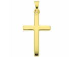 Kreuzkette ADELIA´S "Halskette - Kreuzkette mit Kreuz Anhänger aus 585 Gold", gold, Halsketten, Damen, Gelbgold 585 Gold, Gelbgold 585, Gold, Kreuzkette, Schmuckset mit bis 45 cm stufenlos verstellbarer 925 Silber Halskette