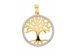 Kettenanhänger ADELIA´S "Anhänger Baum des Lebens 333 Gold ( 8K ) mit Zirkonia", silber, Schmuckanhänger, Damen, mit Zirkonia, Gold, Kettenanhänger, Goldanhänger Lebensbaum