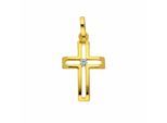 Kreuzkette ADELIA´S "Halskette - Kreuzkette mit Kreuz Anhänger mit Zirkonia aus 333", gold, Halsketten, Damen, Gelbgold 333 Gold, Gelbgold 333, Gold, Kreuzkette, Schmuckset mit bis 45 cm stufenlos verstellbarer 925 Silber Halskette