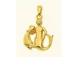 Sternzeichenanhänger ADELIA´S "Sternzeichen Anhänger Wassermann 585 Gold ( 14K )", gold, Schmuckanhänger, Damen, Wassermann, Gold, Goldanhänger Wassermann