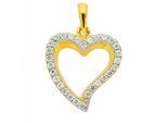 Herzkette ADELIA´S "Halskette - Herzkette mit Anhänger Herz mit Zirkonia aus 333", gold, Halsketten, Damen, Gelbgold 333 Gold, Gelbgold 333, Gold, Herzkette, Schmuckset mit bis 45 cm stufenlos verstellbarer 925 Silber Halskette