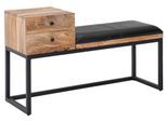 Hockerbank ca. 100x60x35 cm Holz, Leder