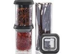 Vorratsdose GEFU "PANTRY mini", silber (schwarz, silber), Borosilikatglas, Lebensmittelaufbewahrungsbehälter, Vorratsdose, ideal für Gewürze, Kräuter und Tee