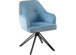 Esszimmerstuhl HOME AFFAIRE "Alaro", blau (hellblau, schwarz, hellblau), B:58cm H:87cm T:63cm, Stühle, Esszimmerstuhl, mit Drehfunktion, Armlehnstuhl
