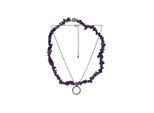 Steuer Modeschmuck Collier Set Amethyst-Splitterkette und Kette mit Anhänger