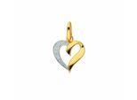 Kettenanhänger ADELIA´S "Herzanhänger 585 Gold ( 14K ) mit Zirkonia", silber, Schmuckanhänger, Damen, mit Zirkonia, Gold, Kettenanhänger, Goldanhänger Herz