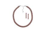 Steuer Modeschmuck Set Kette Ohrringe Metall 40+6,0cm glanz Glasstein rot
