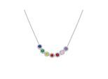 Dkeniz Kette Chakra 925/- Sterling Silber rhodiniert Zirkonia Weiß