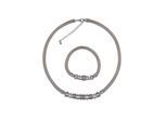 Steuer Modeschmuck Set Kette Armband Metall 48+7,0cm + 19,0cm Stretch Mesh Kugeln Metall