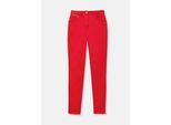 Regular-fit-Jeans MADELEINE "Jeans Mid Waist Skinny-Hose mit Fransen", Damen, Gr. 34, N + K Gr, rot, Obermaterial: 92% Baumwolle CO. 6% Polyester PES. 2% Elasthan EL., Modern, normal, Jeans, mit Fransensaum