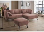 Ecksofa HOME AFFAIRE "Lazio modern und bequem, schmale Armlehnen, tolle Detailverarbeitung", rosa, B:255cm H:94cm T:160cm, 93% Polyester, 7% Polyamid, Sofas, Ecksofa, zwei verschiedene Fußfarben wählbar
