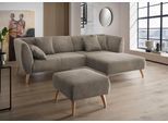 Ecksofa HOME AFFAIRE "Lazio modern und bequem, schmale Armlehnen, tolle Detailverarbeitung", braun (grau, braun), B:255cm H:94cm T:160cm, 93% Polyester, 7% Polyamid, Sofas, Ecksofa, zwei verschiedene Fußfarben wählbar