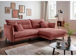 Ecksofa HOME AFFAIRE "Lazio modern und bequem, schmale Armlehnen, tolle Detailverarbeitung", rot (koralle, rot), B:255cm H:94cm T:180cm, 93% Polyester, 7% Polyamid, Sofas, Ecksofa, zwei verschiedene Fußfarben wählbar
