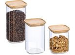 Vorratsglas ZELLER PRESENT, transparent, Glas, Holz, Silikon, Lebensmittelaufbewahrungsbehälter, Vorratsglas, mit Bambusdeckel