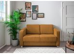 Schlafsofa HOME AFFAIRE "MIA modern und bequem, schmale Armlehnen, Einzelauszug", gold, B:159cm H:88cm T:87cm, 93% Polyester, 7% Polyamid, Sofas, Schlafsofa, zwei verschiedene Fußfarben wählbar