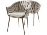 Gartensessel DESTINY "MOLINO", grau (taupe, natur), B:61cm H:81cm T:59cm, Bezug: 100% Polyester, Sessel, Gartensessel, Aluminium, Rope