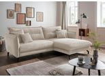 Ecksofa HOME AFFAIRE "Lazio modern und bequem, schmale Armlehnen, tolle Detailverarbeitung", beige, B:255cm H:94cm T:180cm, 93% Polyester, 7% Polyamid, Sofas, Ecksofa, zwei verschiedene Fußfarben wählbar