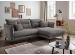 Ecksofa HOME AFFAIRE "Lazio modern und bequem, schmale Armlehnen, tolle Detailverarbeitung", grau, B:255cm H:94cm T:180cm, 93% Polyester, 7% Polyamid, Sofas, Ecksofa, zwei verschiedene Fußfarben wählbar