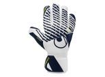 Torwarthandschuhe UHLSPORT "Torwarthandschuhe FM Supersoft HN", Herren, Gr. 7.5, weiß (weiß, marine, fluo gelb), Obermaterial: 81% Gummi rubber. 13% Polyester PES. 6% Nylon NY., Handschuhe Torwarthandschuhe