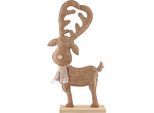 Dekoobjekt CREATIV HOME "Hirschfigur", braun, B:25cm H:49cm T:7cm, Dekofiguren, Dekoobjekt, mit Strick-Schal-Applikation
