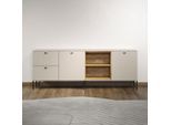 Lowboard HOME AFFAIRE "San Pedro", kaschmir und eiche, B:200cm H:75cm T:40cm, Sideboards, Lowboard, TV-Lowboard mit Türen, Schubkasten & Soft-Close - (B/T/H) 200/40/75 cm