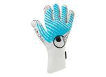 Torwarthandschuhe UHLSPORT "Torwarthandschuhe FM Cybertec Supergrip+ FS", Herren, Gr. 8, weiß (weiß, cyberblau, schwarz), Obermaterial: 81% Gummi rubber. 13% Polyester PES. 6% Nylon NY., Handschuhe Torwarthandschuhe
