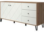 Sideboard HOME AFFAIRE "Tarragona", artisan eiche melamin, weiß matt, B:183cm H:76cm T:40cm, Sideboards, Sideboard, Sideboard, 2 Türen, 3 Schubkasten & Soft-Close - (B/T/H) 183/40/76 cm