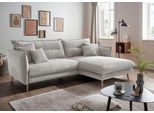 Ecksofa HOME AFFAIRE "Lazio modern und bequem, schmale Armlehnen, tolle Detailverarbeitung", silber, B:255cm H:94cm T:180cm, 93% Polyester, 7% Polyamid, Sofas, Ecksofa, zwei verschiedene Fußfarben wählbar