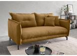 Ecksofa HOME AFFAIRE "Lazio modern und bequem, schmale Armlehnen, tolle Detailverarbeitung", gold, B:255cm H:94cm T:110cm, 93% Polyester, 7% Polyamid, Sofas, Ecksofa, zwei verschiedene Fußfarben wählbar