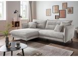 Ecksofa HOME AFFAIRE "Lazio modern und bequem, schmale Armlehnen, tolle Detailverarbeitung", silber, B:255cm H:94cm T:180cm, 93% Polyester, 7% Polyamid, Sofas, Ecksofa, zwei verschiedene Fußfarben wählbar