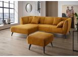 Ecksofa HOME AFFAIRE "Lazio modern und bequem, schmale Armlehnen, tolle Detailverarbeitung", gold, B:255cm H:94cm T:160cm, 93% Polyester, 7% Polyamid, Sofas, Ecksofa, zwei verschiedene Fußfarben wählbar