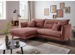 Ecksofa HOME AFFAIRE "Lazio modern und bequem, schmale Armlehnen, tolle Detailverarbeitung", rot (koralle, rot), B:255cm H:94cm T:180cm, 93% Polyester, 7% Polyamid, Sofas, Ecksofa, zwei verschiedene Fußfarben wählbar