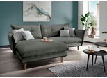 Ecksofa HOME AFFAIRE "Lazio modern und bequem, schmale Armlehnen, tolle Detailverarbeitung", grau (anthrazit, zierkissen grau, blau), B:255cm H:94cm T:180cm, 100% Polyester, Sofas, Ecksofa, zwei verschiedene Fußfarben wählbar