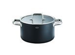 Kochtopf RÖSLE "Topf EBONIC, ProNero", schwarz, B:24,5cm H:18,8cm L:35,3cm Ø:24cm, Töpfe, Kochtopf, für alle Herdarten geeignet, inklusive Induktion