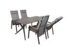 Gardenson , Anthrazit, Braun, Grau, Schwarz , Holz, Metall, Kunststoff, Textil , Teakholz , Hartholz , Füllung: Polyester , rechteckig , Gartenmöbel, Gartenmöbel-Sets, Gartengarnituren