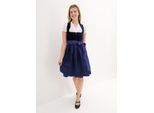 bonprix Dirndl mit Samt-Mieder und Satin-Schürze (2-tlg.Set), blau, Gr.48, traditionelles Dirndl mit hochwertigen Samtmieder und changierender Schürze. Der Rock ist mit einem angenehmen Baumwollfutter ausgestattet., aus Samt