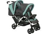 Geschwisterwagen CHIC4BABY "Duo", Baby, melange mint, Kinderwagen Geschwisterwagen, mit feststellbaren Doppelschwenk-Vorderrädern