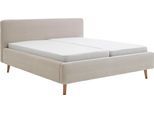 Polsterbett MEISE.MÖBEL "Mattis", beige, B:201cm H:105cm L:218cm, Bezug Bett: Cord (100% Polyester), Betten, Polsterbett, Topseller, wahlweise mit Bettkasten