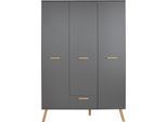 Kleiderschrank TRENDTEAM "Mats", grau, B:130cm H:190cm T:60cm, FSC-zertifizierter Holzwerkstoff, Schränke, Kleiderschrank, 3 türig