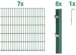 Doppelstabmattenzaun ALBERTS "Grundset", grün, H:160cm, Stahl, Zaunelemente, Doppelstabmattenzaun, Höhe: 80-200 cm, Gesamtlänge: 4-30 m, zum Einbetonieren